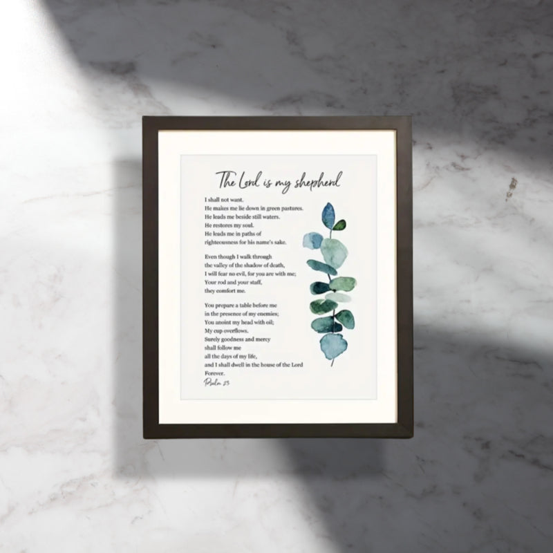 Scripture Bible Verse Wall Decor with Magnetic Clip Frame( Psalm 23 size 8*10 )