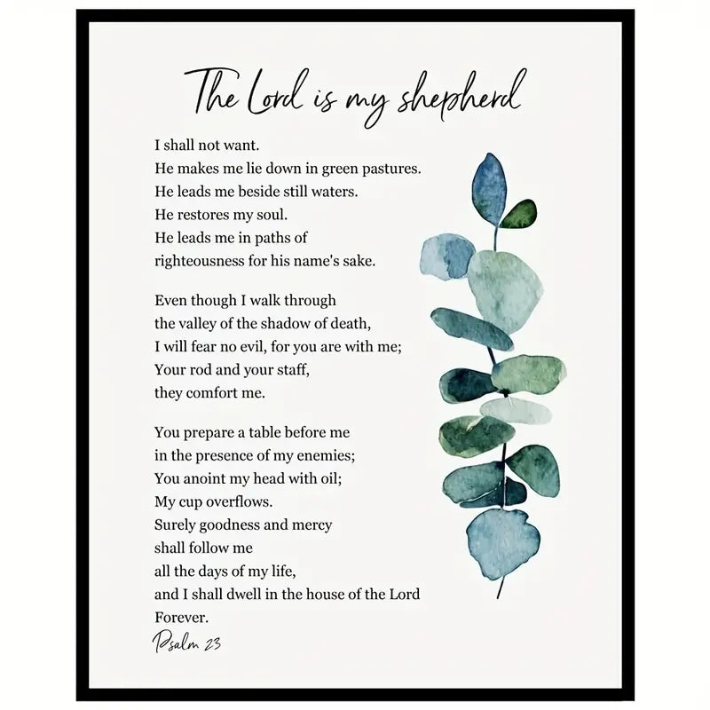 Scripture Bible Verse Wall Decor with Magnetic Clip Frame( Psalm 23 size 8*10 )