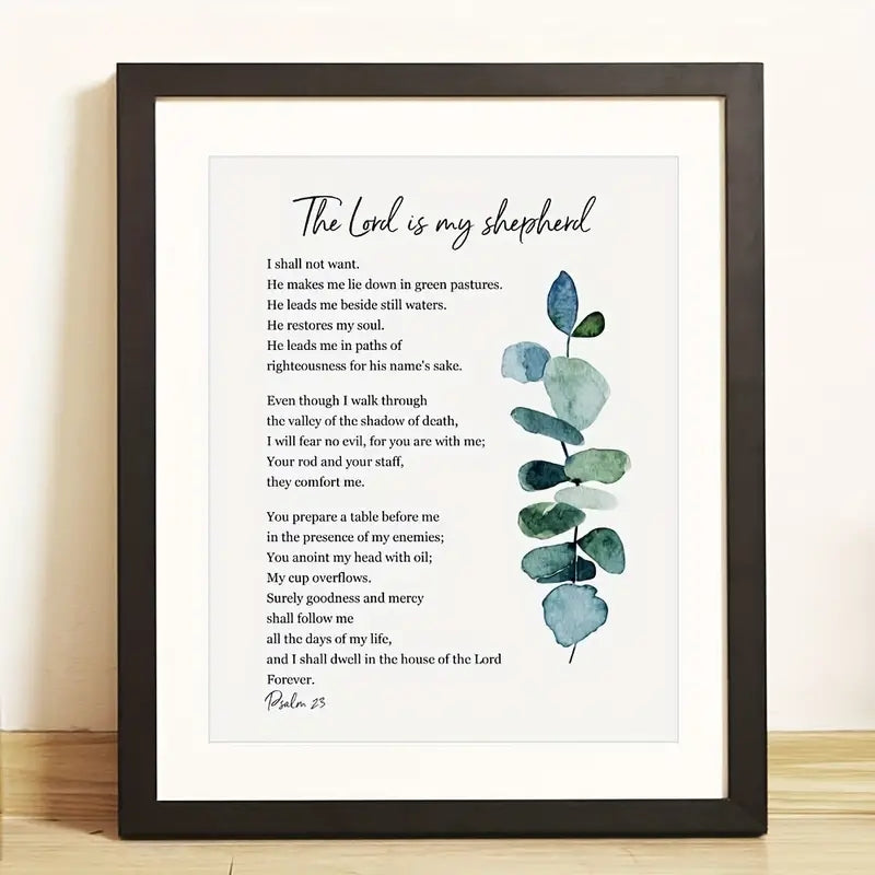 Scripture Bible Verse Wall Decor with Magnetic Clip Frame( Psalm 23 size 8*10 )