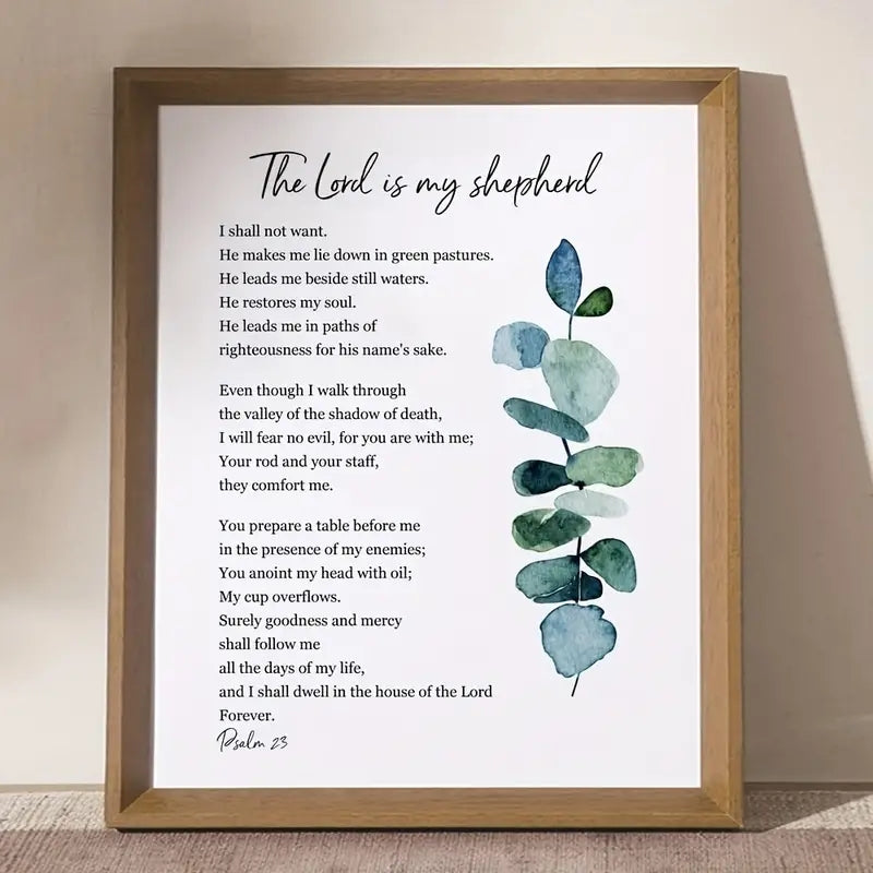 Scripture Bible Verse Wall Decor with Magnetic Clip Frame( Psalm 23 size 8*10 )