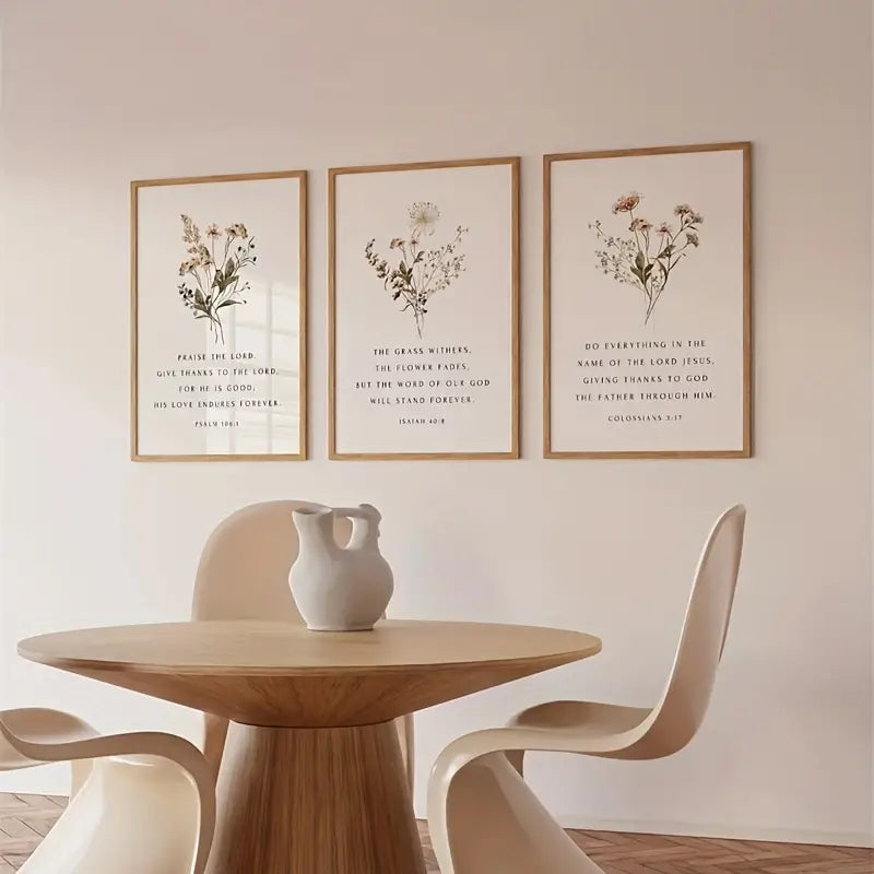 Christian Floral, Bible Verse Wall Poster Set 12*20 inch ( No Frame )