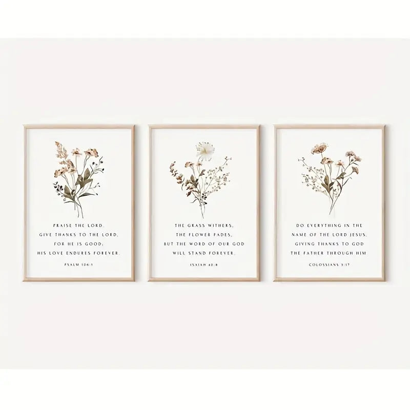 Christian Floral, Bible Verse Wall Poster Set 12*20 inch ( No Frame )