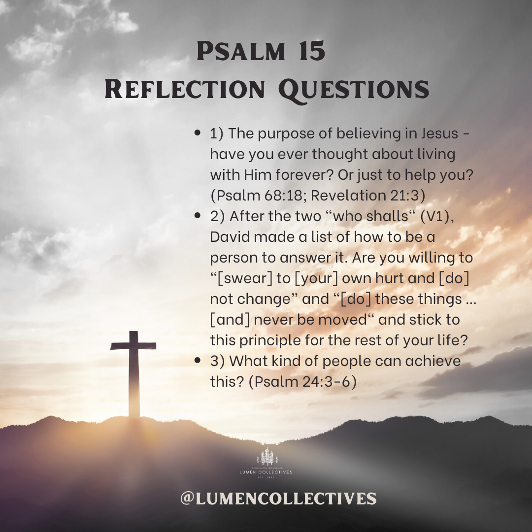 Daily Chapter---Psalm 15 Reflection Question