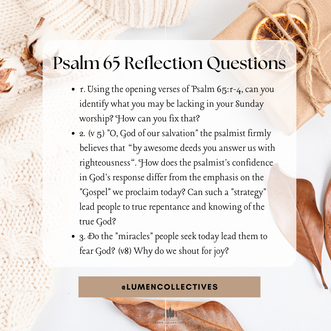 Daily Chapter---Psalm 65 Reflection Question