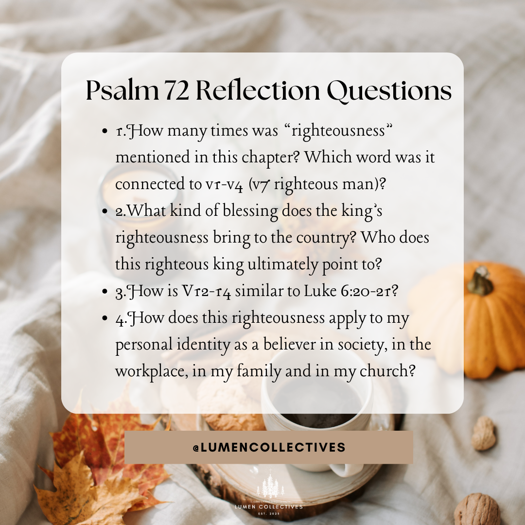 Daily Chapter---Psalm 72 Reflection Question