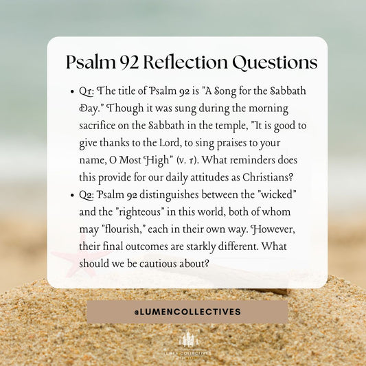 Daily Chapter---Psalm 92 Reflection Question