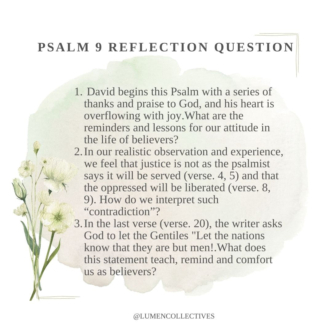 Daily Chapter---Psalm 9 Reflection Question