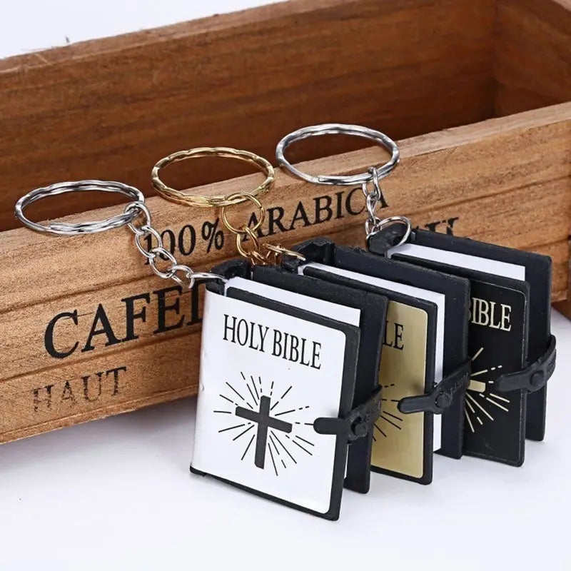 Mini Bible Book Pendant Keychain